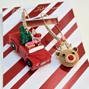 BETSEY JOHNSON Santa Baby Old Truck & Rudolph Reindeer Mismatch Earrings NEW NWT